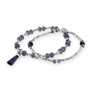Navy Beaded Stretch Bracelet Set